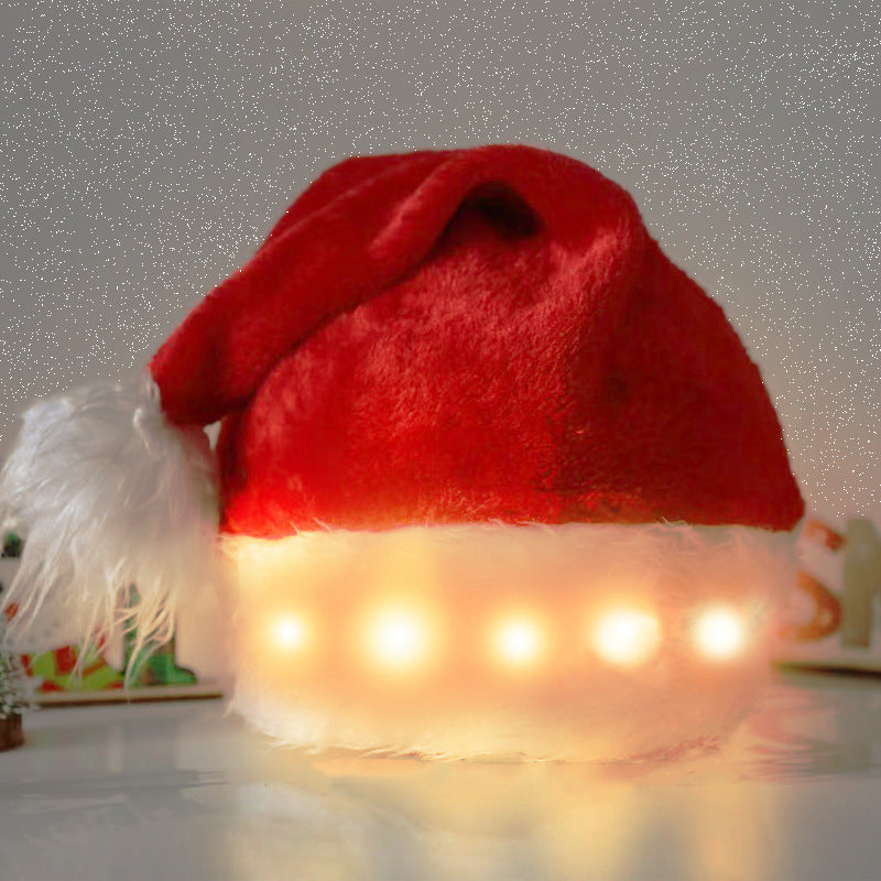 Christmas Hat LED Light Plush Children's Adult Christmas Decorations Christmas Supplies Luminous Santa Hat Home Decoracion