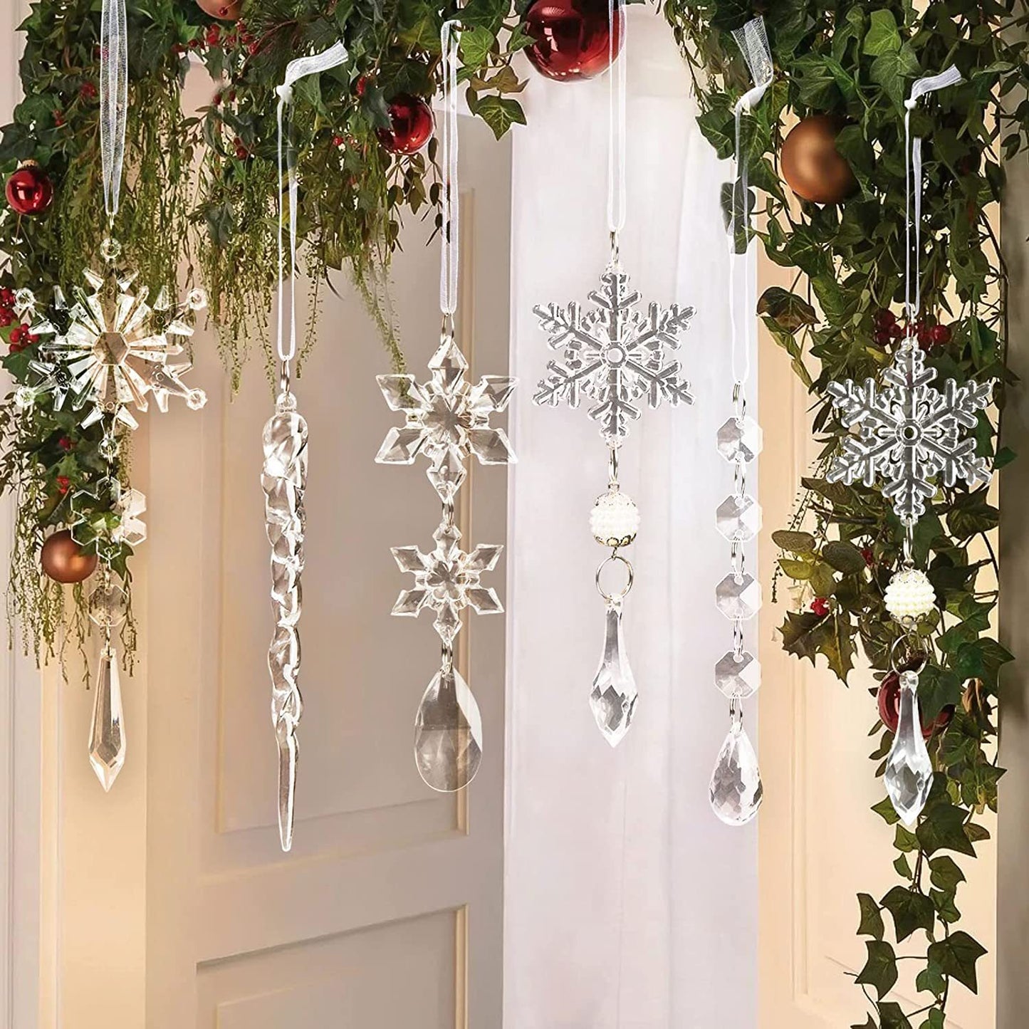 10 stücke Weihnachten Baum Hängen Anhänger Acryl Eis Streifen Schnee Decke Weihnachten Ornamente Neue Jahr Weihnachten Dekoration Wohnkultur