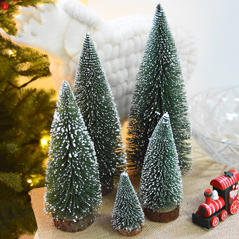 Mini Christmas Tree with Pine Needles Flocking Christmas Tree with White Cedar Tabletop Small Christmas Tree Tabletop Decoration