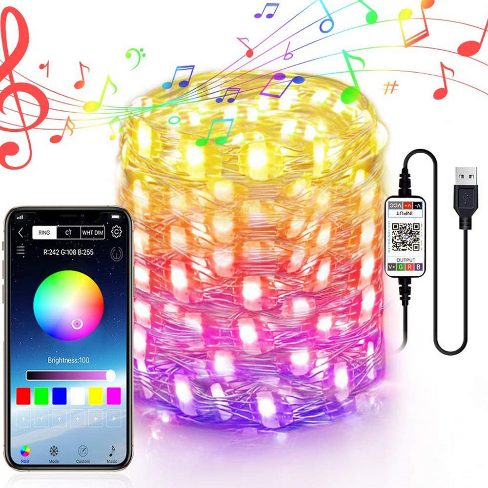 APP Light String Mobile Phone Bluetooth USB Copper Wire Music Decorative Lantern